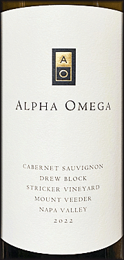 Alpha Omega 2022 Drew Block Stricker Vineyard Cabernet Sauvignon