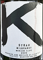 K Vintners 2020 Milbrandt Syrah