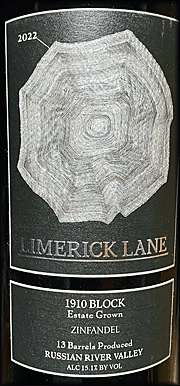 Limerick Lane 2022 1910 Block Zinfandel