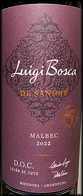 Luigi Bosca 2022 De Sangre Malbec