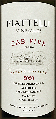 Piattelli 2020 Cab Five Blend